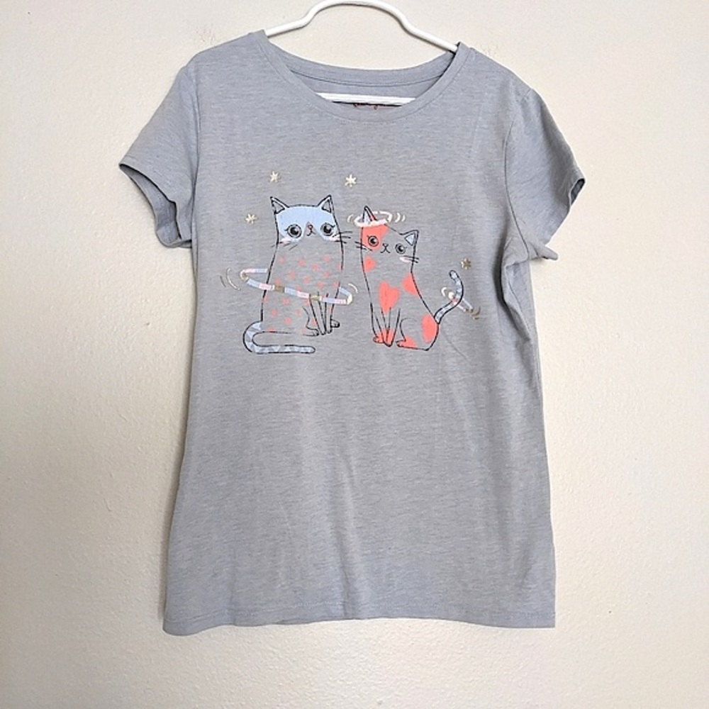 Cat & Jack Hula Hoop Silly Cat Graphic Tee Girls size Large